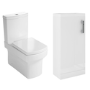 Close Coupled Toilet and White Gloss Basin Vanity Unit Cloakroom Suite - Ashford