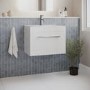 600mm White Wall Hung Vanity Unit with Basin and Chrome Handle - Ashford