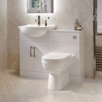 1060mm White Toilet and Sink Unit with Round Toilet - Classic