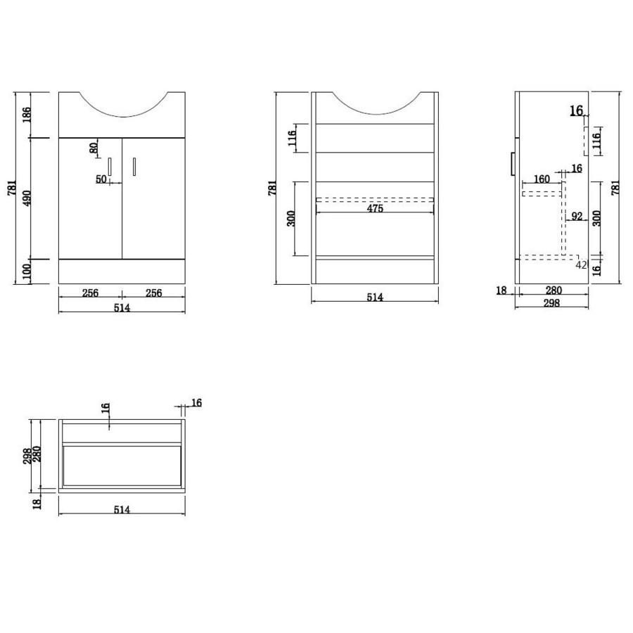 1060mm White Toilet and Sink Unit with Round Toilet - Classic