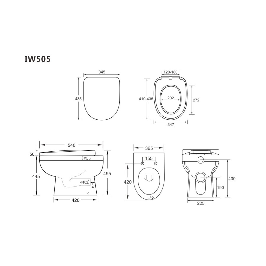 1060mm White Toilet and Sink Unit with Round Toilet - Classic