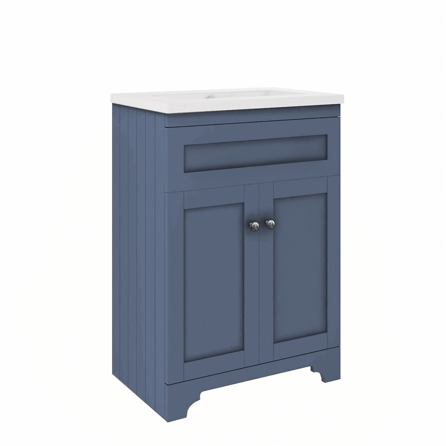 600mm Blue Freestanding Vanity Unit with Basin - Baxenden