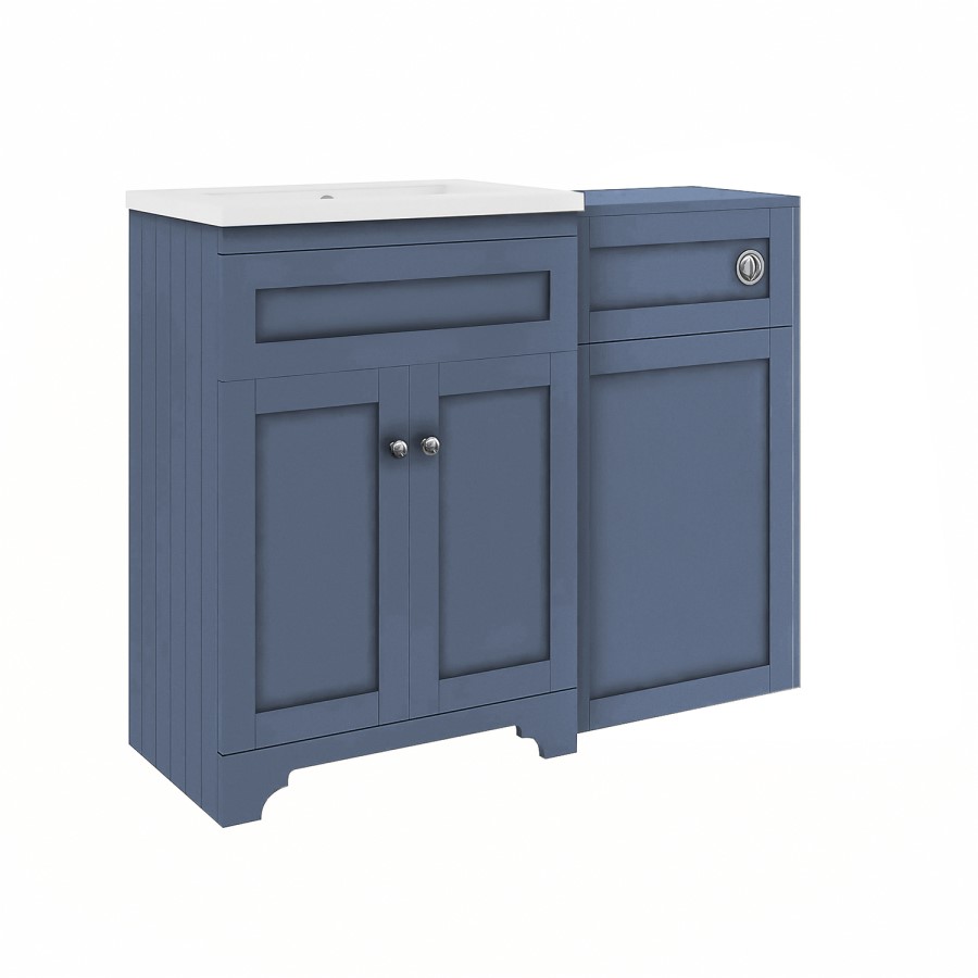1100mm Blue Toilet and Sink Unit with Traditional Toilet - Baxenden