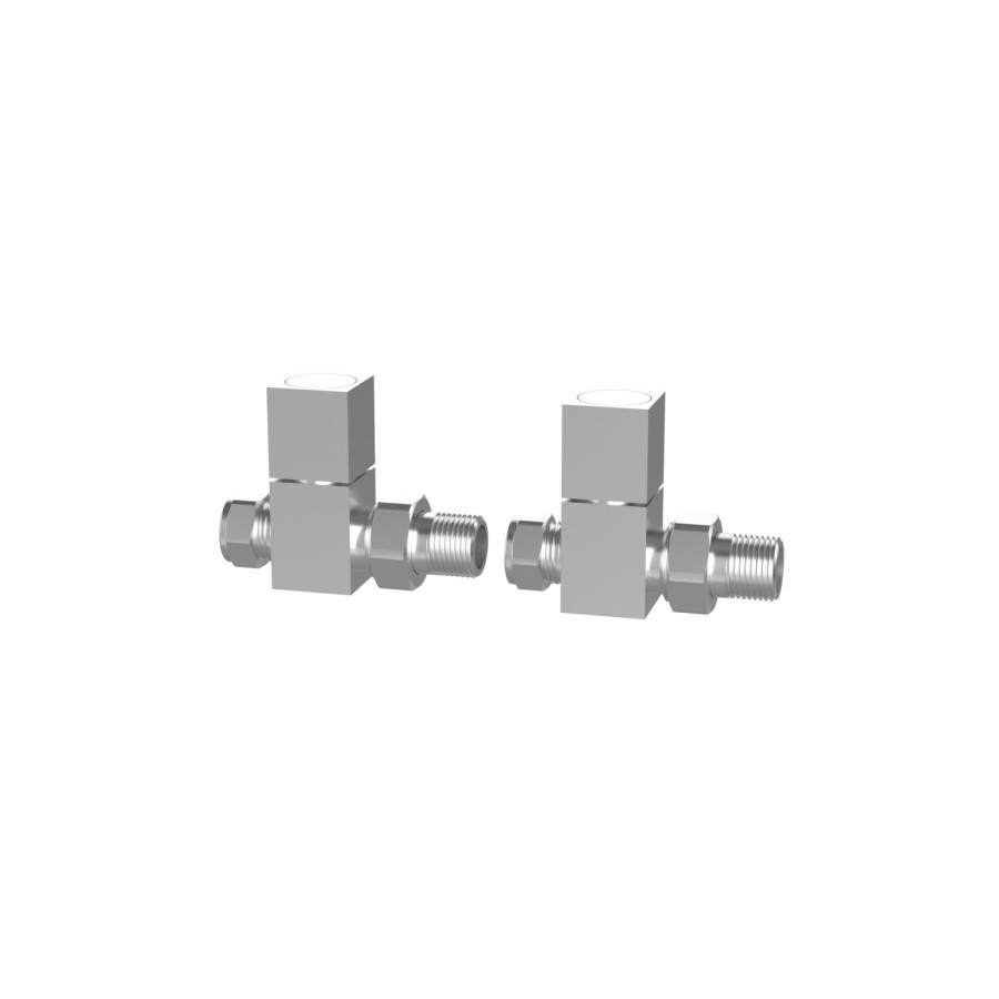 Chrome Towel Radiator 600 x 400mm with Pipe Kit and Straight Valves - Sahara