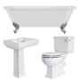 Traditional Chrome Freestanding Bath Suite with Toilet & Basin - Park Royal
