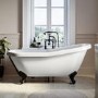 Freestanding Single Ended Roll Top Slipper Bath with Black Feet 1615 x 690mm - Park Royal