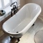 Freestanding Single Ended Roll Top Slipper Bath with Black Feet 1615 x 690mm - Park Royal