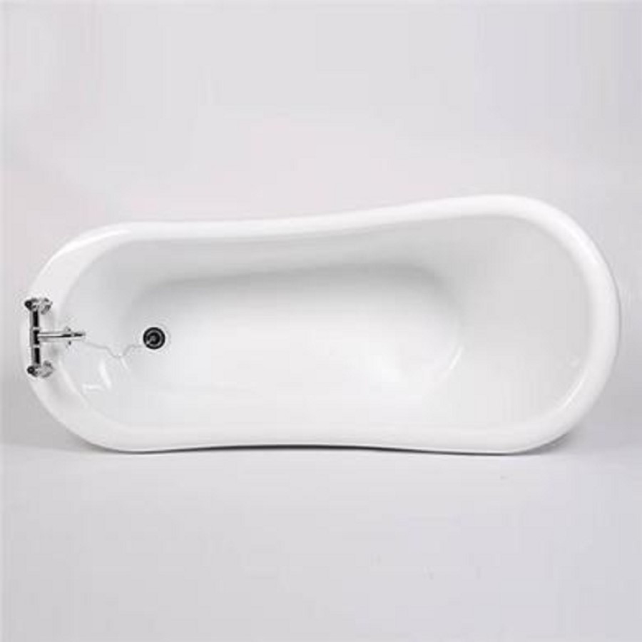 Freestanding Single Ended Roll Top Slipper Bath with Black Feet 1615 x 690mm - Park Royal