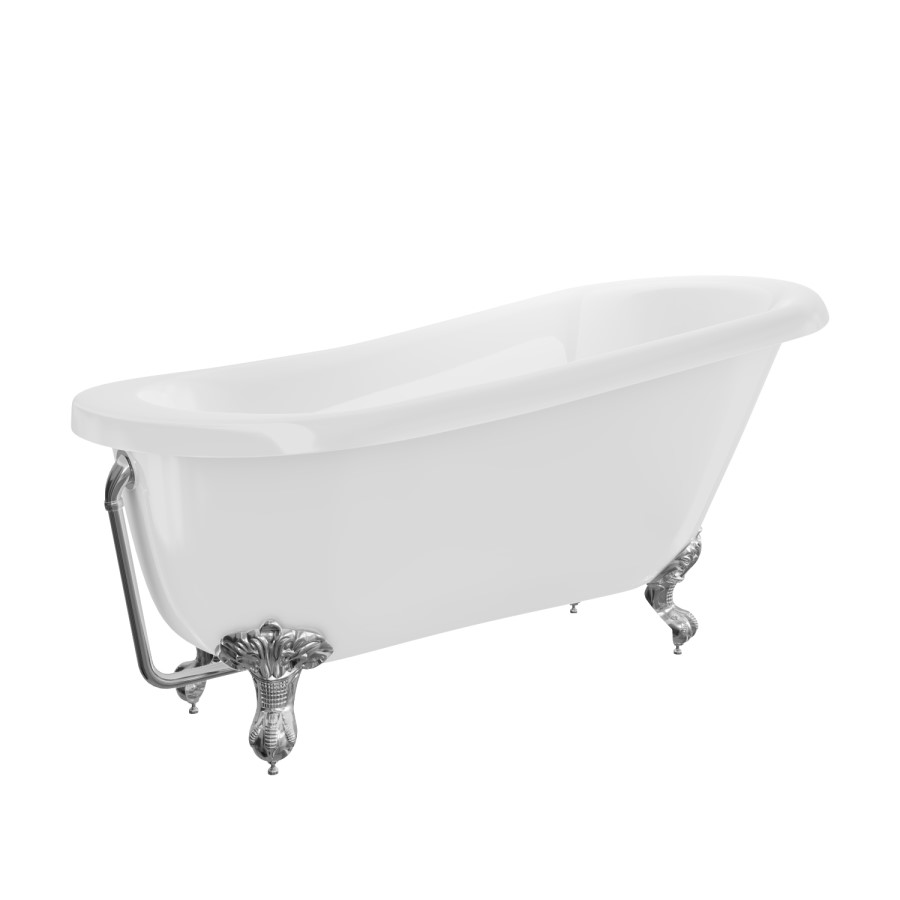 Freestanding Single Ended Roll Top Slipper Bath with Chrome Feet 1615 x 690mm - Park Royal