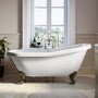 Freestanding Single Ended Roll Top Slipper Bath with Brushed Brass Feet 1615 x 690mm - Park Royal