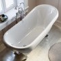 Freestanding Single Ended Roll Top Slipper Bath with White Feet 1615 x 690mm - Park Royal