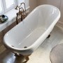 Freestanding Single Ended Roll Top Slipper Bath with Brushed Bronze Feet 1615 x 690mm - Park Royal