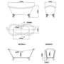Freestanding Double Ended Roll Top Bath with Brushed Brass Feet 1750 x 740mm - Park Royal