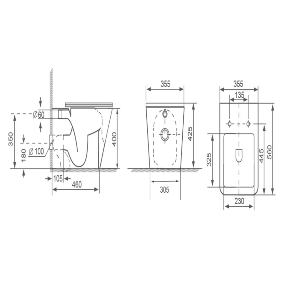 1100mm Grey Left Hand Toilet and Sink Unit with Square Toilet and Chrome Fittings - Bali