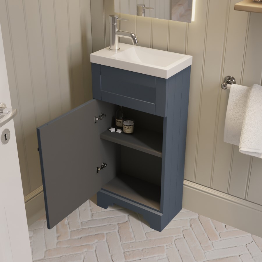 400mm Blue Freestanding Cloakroom Vanity Unit with Basin - Baxenden