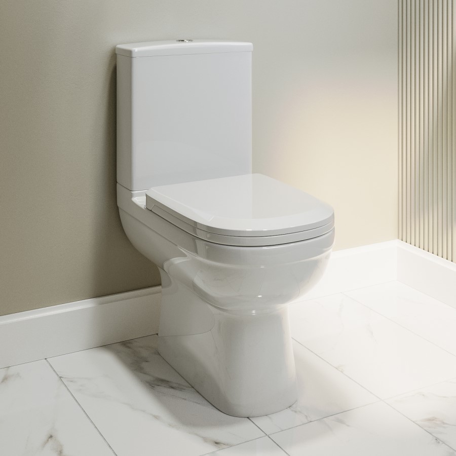 Close Coupled Toilet and Blue Basin Vanity Unit Cloakroom Suite - Baxenden