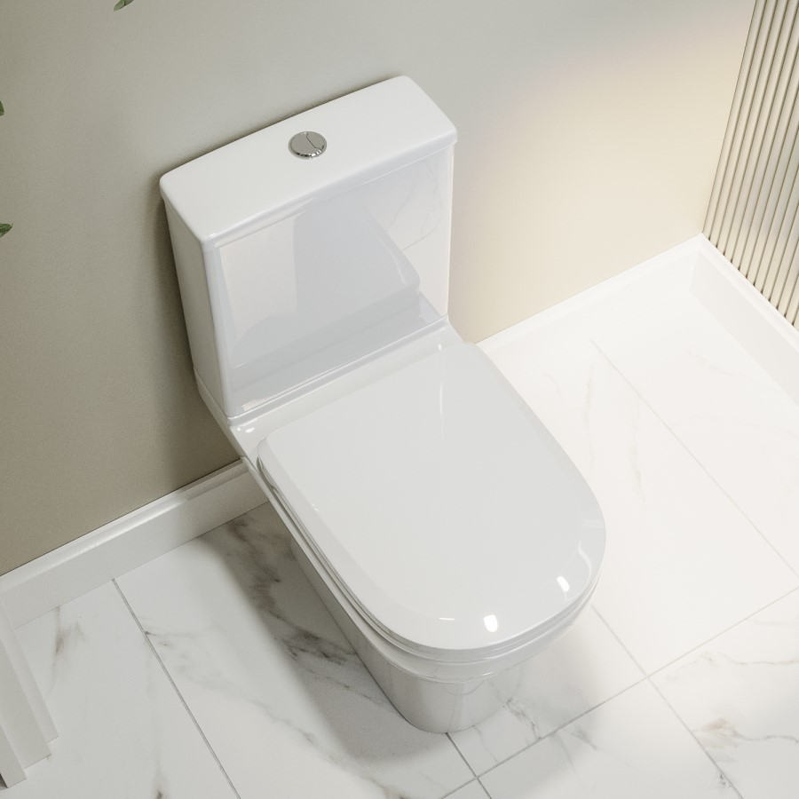 Close Coupled Toilet and Blue Basin Vanity Unit Cloakroom Suite - Baxenden