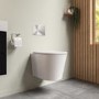 ONLY OPENED - Matt White Wall Hung Rimless Toilet with Soft Close Seat - Verona