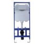 Matt White Wall Hung Rimless Toilet with Soft Close Seat, Chrome Mechanical Flush Plate, 1168mm Frame & Cistern – Verona