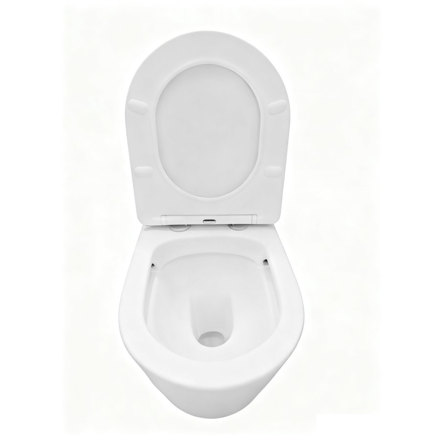 Matt White Wall Hung Rimless Toilet with Soft Close Seat, Brushed Brass Mechanical Flush Plate, 1168mm Frame & Cistern – Verona