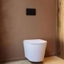 Matt White Wall Hung Rimless Toilet with  Soft Close Seat, Black Pneumatic Flush Plate, 1168mm Frame & Cistern – Verona