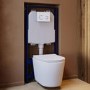 Matt White Wall Hung Rimless Toilet with Soft Close Seat, White Glass Sensor Flush Plate, 1168mm Frame & Cistern – Verona