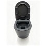 Matt Black Wall Hung Rimless Toilet with Soft Close Seat, Black Glass Sensor Flush Plate, 820mm Frame & Cistern – Verona