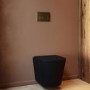 Matt Black Wall Hung Rimless Toilet Soft Close Seat, Brushed Brass Pneumatic Flush Plate, 1168mm Frame & Cistern – Verona