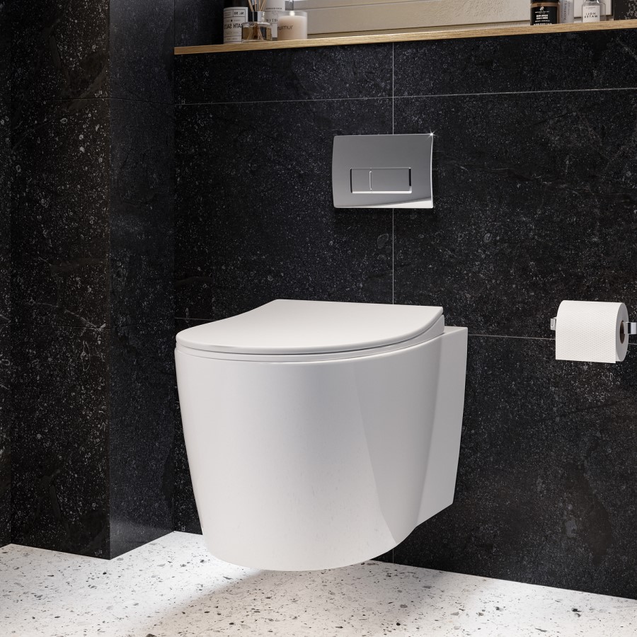 Wall Hung Rimless Short Projection Toilet with Soft Close Seat - Alcor