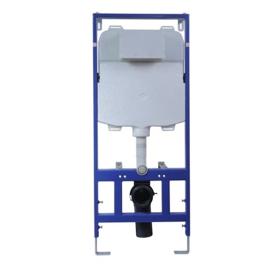 Wall Hung Rimless Toilet with Soft Close Seat, Black Mechnical Flush Plate, 1168mm Frame & Cistern – Alcor