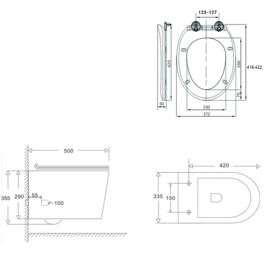 Alcor White Gloss Wall Hung Toilet and Basin Suite
