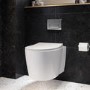 Wall Hung Rimless Toilet with Soft Close Seat, Chrome Pneumatic Flush Plate, 820mm Frame & Cistern – Alcor