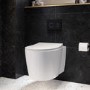 Wall Hung Rimless Toilet with Soft Close Seat, Black Glass Sensor Flush Plate, 820mm Frame & Cistern – Alcor