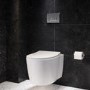 Wall Hung Rimless Toilet with Soft Close Seat, Chrome Pneumatic Flush Plate, 1168mm Frame & Cistern – Alcor