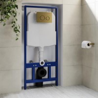 1168mm Wall Hung Toilet Frame & Brass Mechanical Dual Flush Plate with Concealed Cistern - Zana