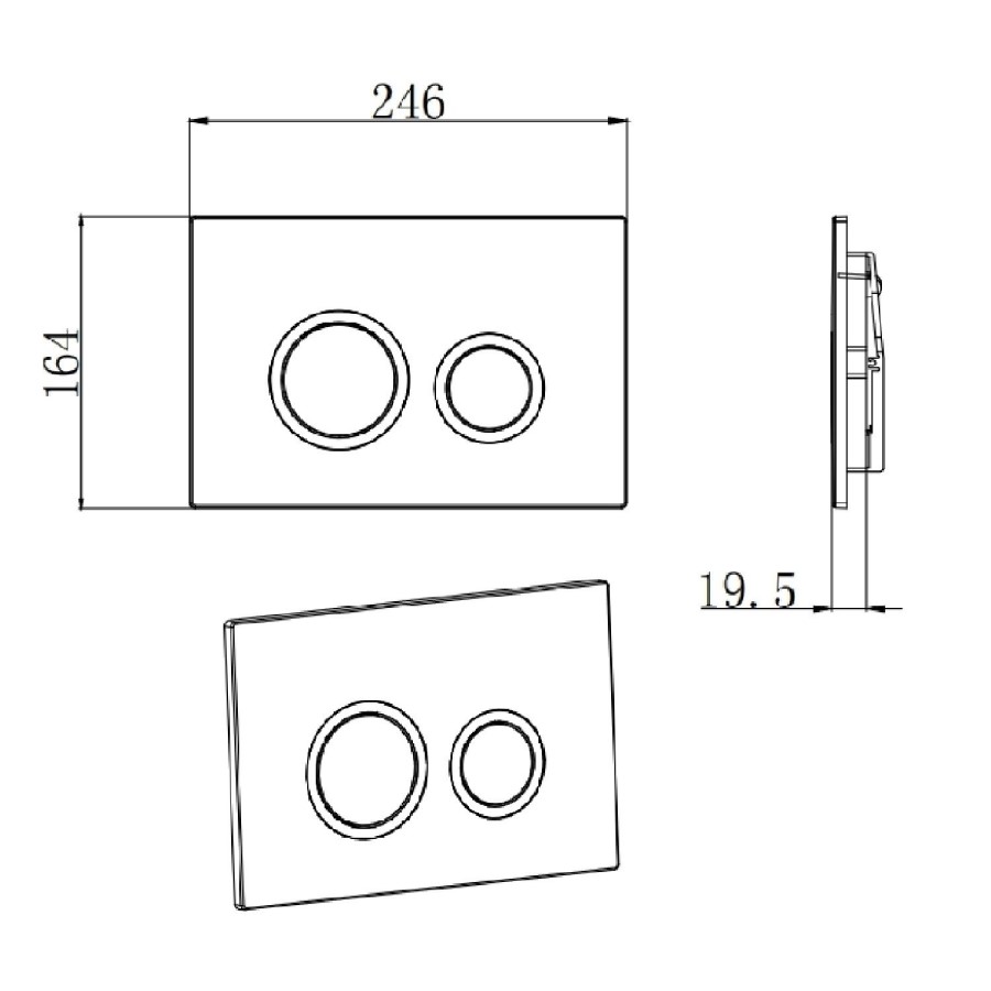1168mm Wall Hung Toilet Frame & Brass Mechanical Dual Flush Plate with Concealed Cistern - Zana