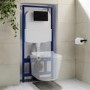 ALMOST PERFECT - Concealed Cistern with 1170mm Wall Hung Toilet Frame and Matt Black Mechanical Flush Plate - Zana