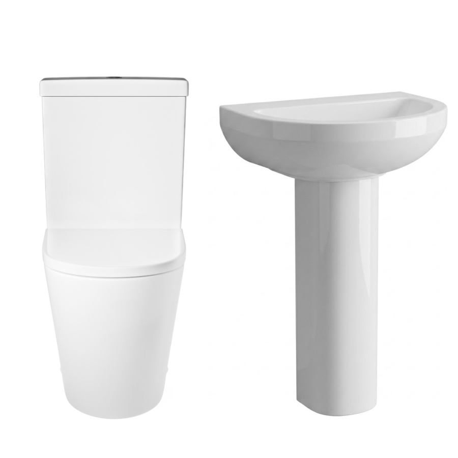 Close Coupled Toilet and Basin Bathroom Suite - Newport