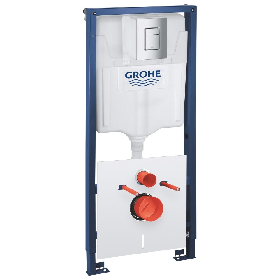 Wall Hung Rimless Toilet with Soft Close Seat, 1130mm Grohe Cistern and Frame - Newport