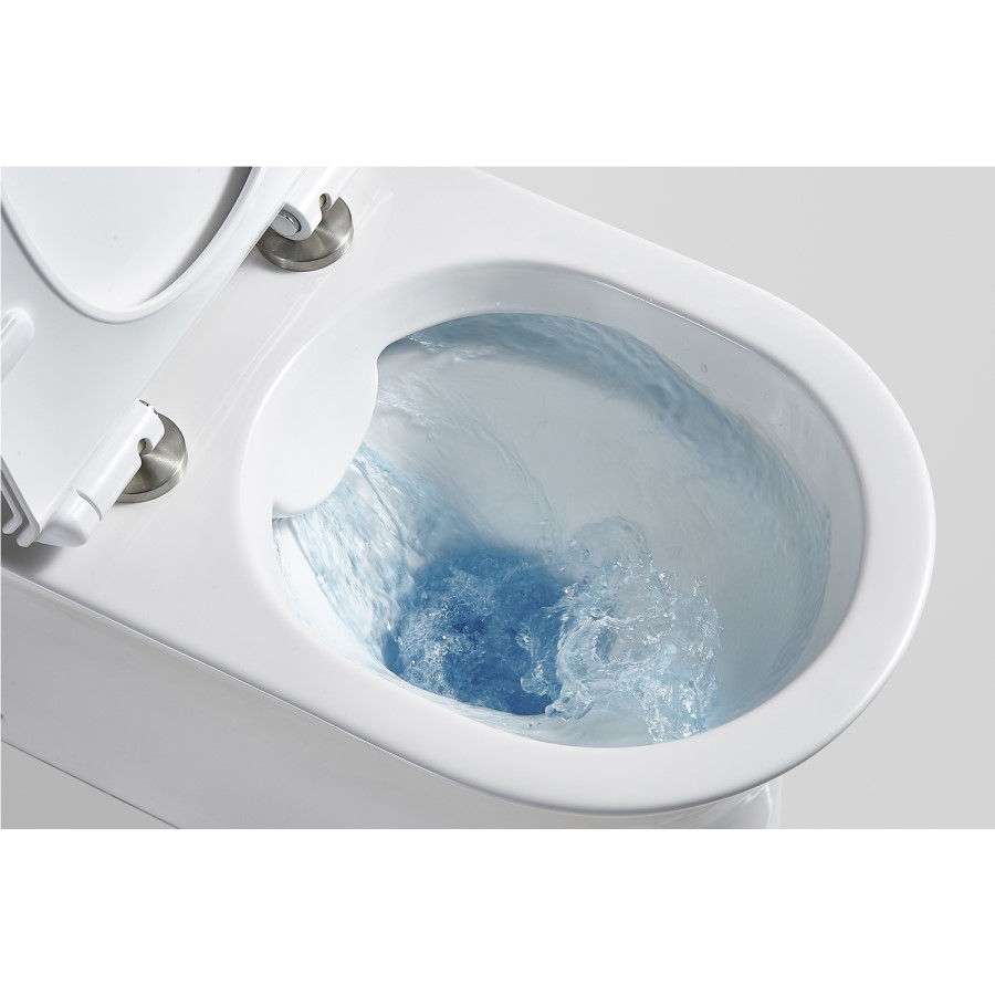 ONLY OPENED - Close Coupled Rimless Comfort Height Toilet with Soft Close Slim Seat - Indiana