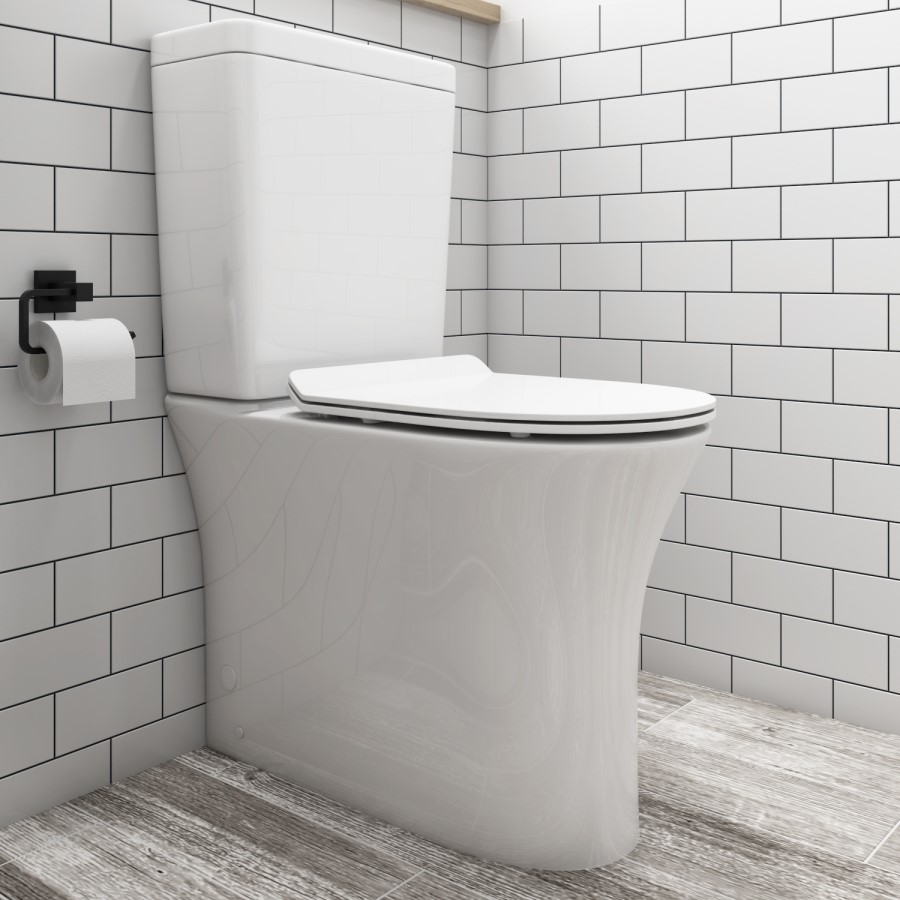 ONLY OPENED - Indiana Rimless Comfort Height CC WC and Soft Close Slim Seat and Detroit Wall Hung Basin Suite