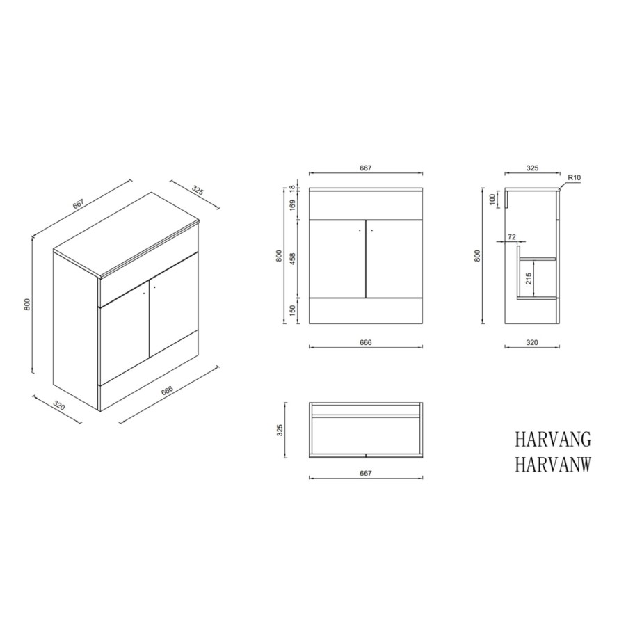 1200mm White Toilet and Sink Unit with Square Toilet - Harper