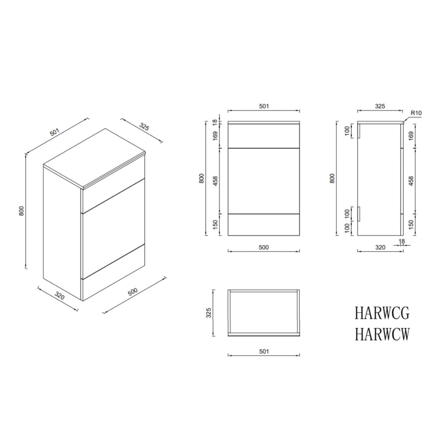 1200mm White Toilet and Sink Unit with Square Toilet - Harper