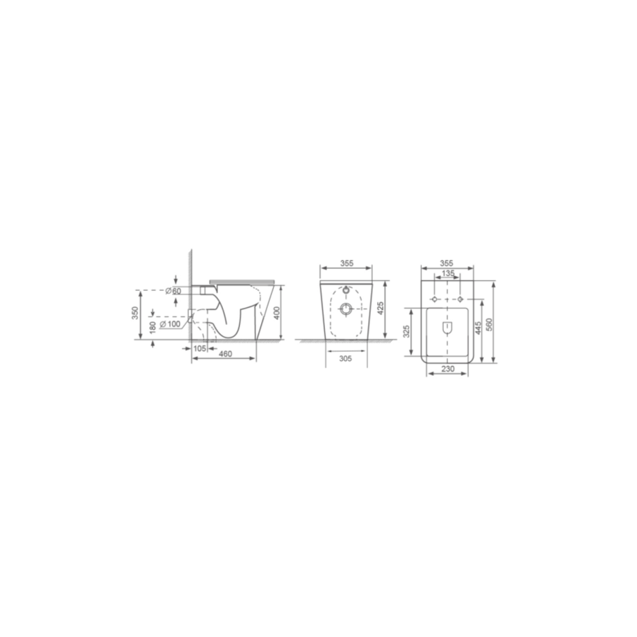 1500mm White Toilet and Sink Unit with Storage Unit and Square Toilet - Harper