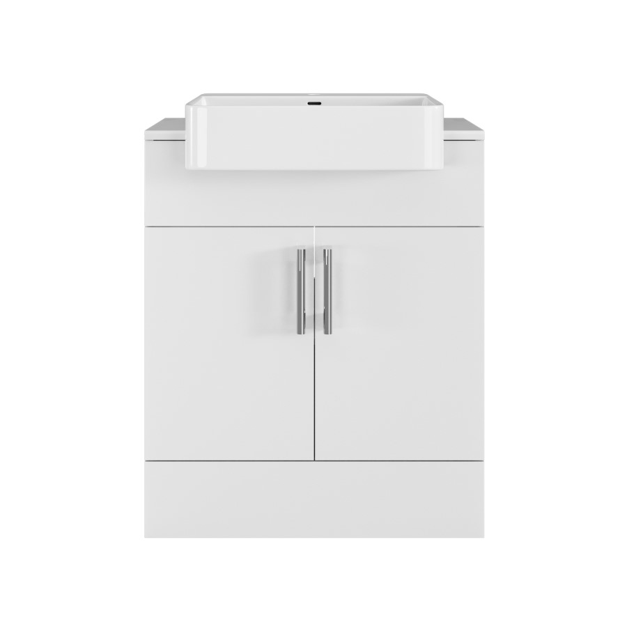 670mm White Freestanding Vanity Unit with Square Basin - Harper