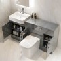 1500mm Grey Toilet and Sink Unit with Storage Unit and Square Toilet - Harper