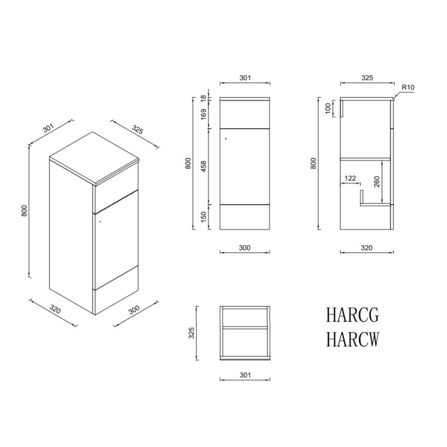 1500mm Grey Toilet and Sink Unit with Storage Unit and Square Toilet - Harper