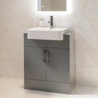 670mm Grey Freestanding Vanity Unit with Square Basin - Harper