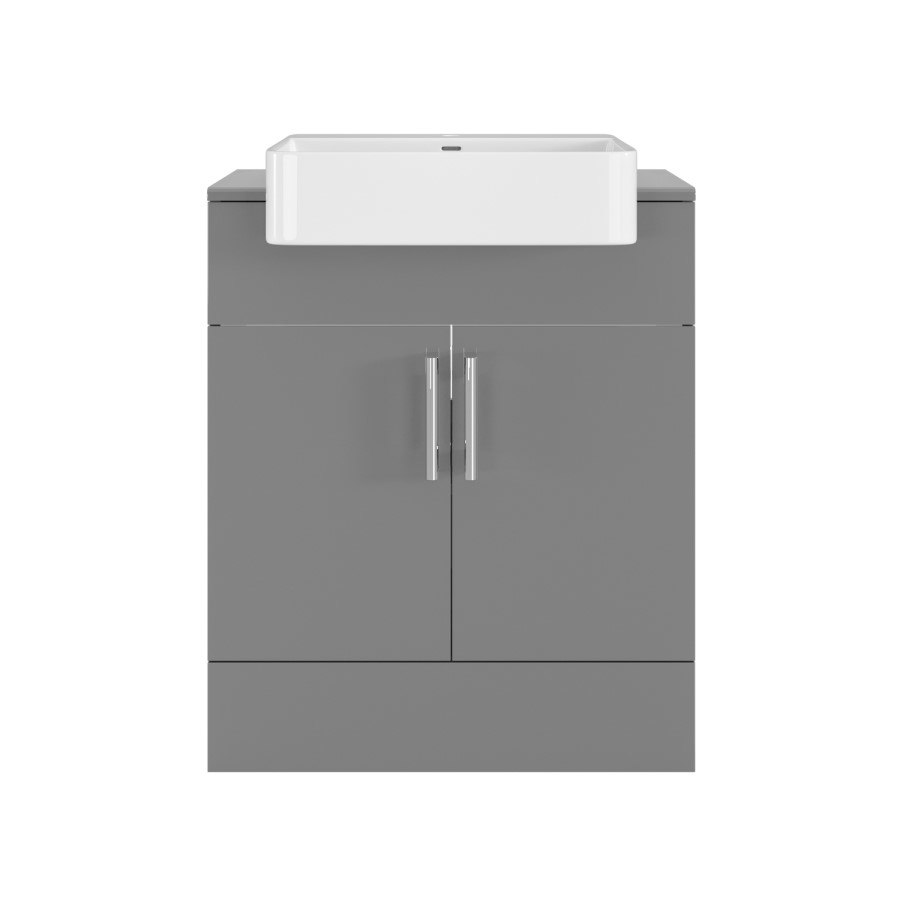 670mm Grey Freestanding Vanity Unit with Square Basin - Harper