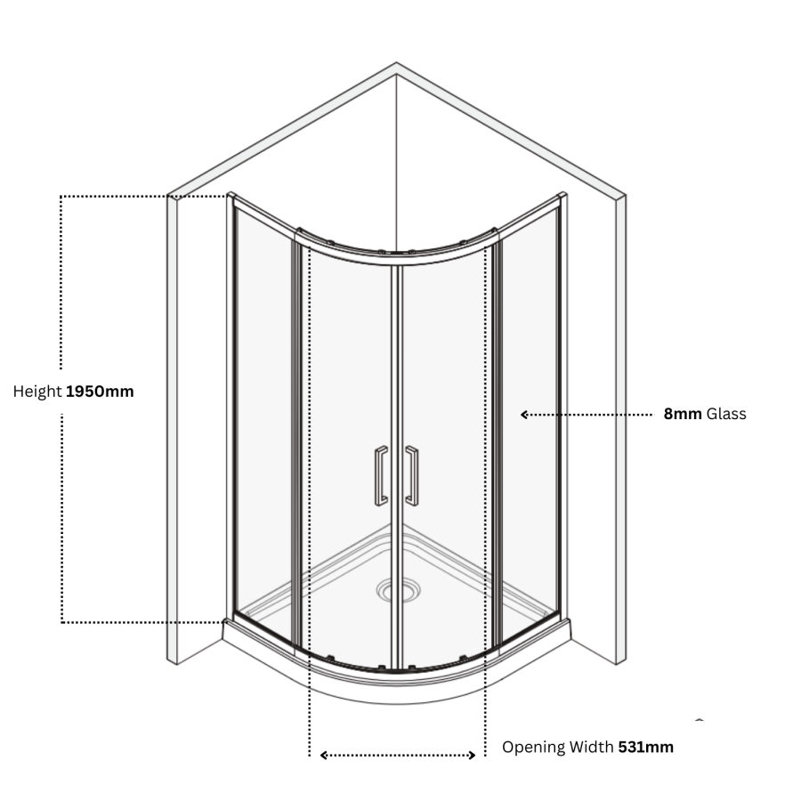 900mm Black 8mm Glass Quadrant Shower Enclosure - Pavo